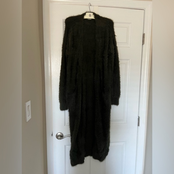 Ruby moon grayish greenish long fuzzy cardigan - Picture 2 of 3